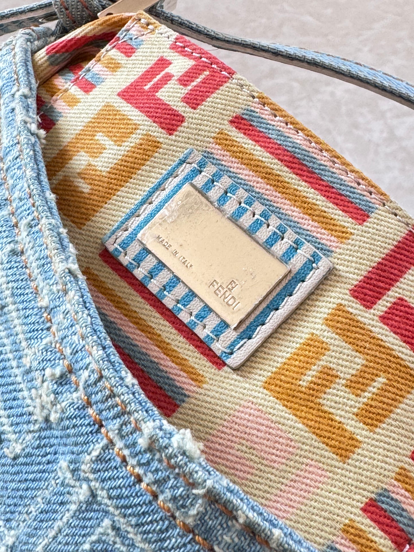 Fendi Denim Monogram Mini Mamma Baguette