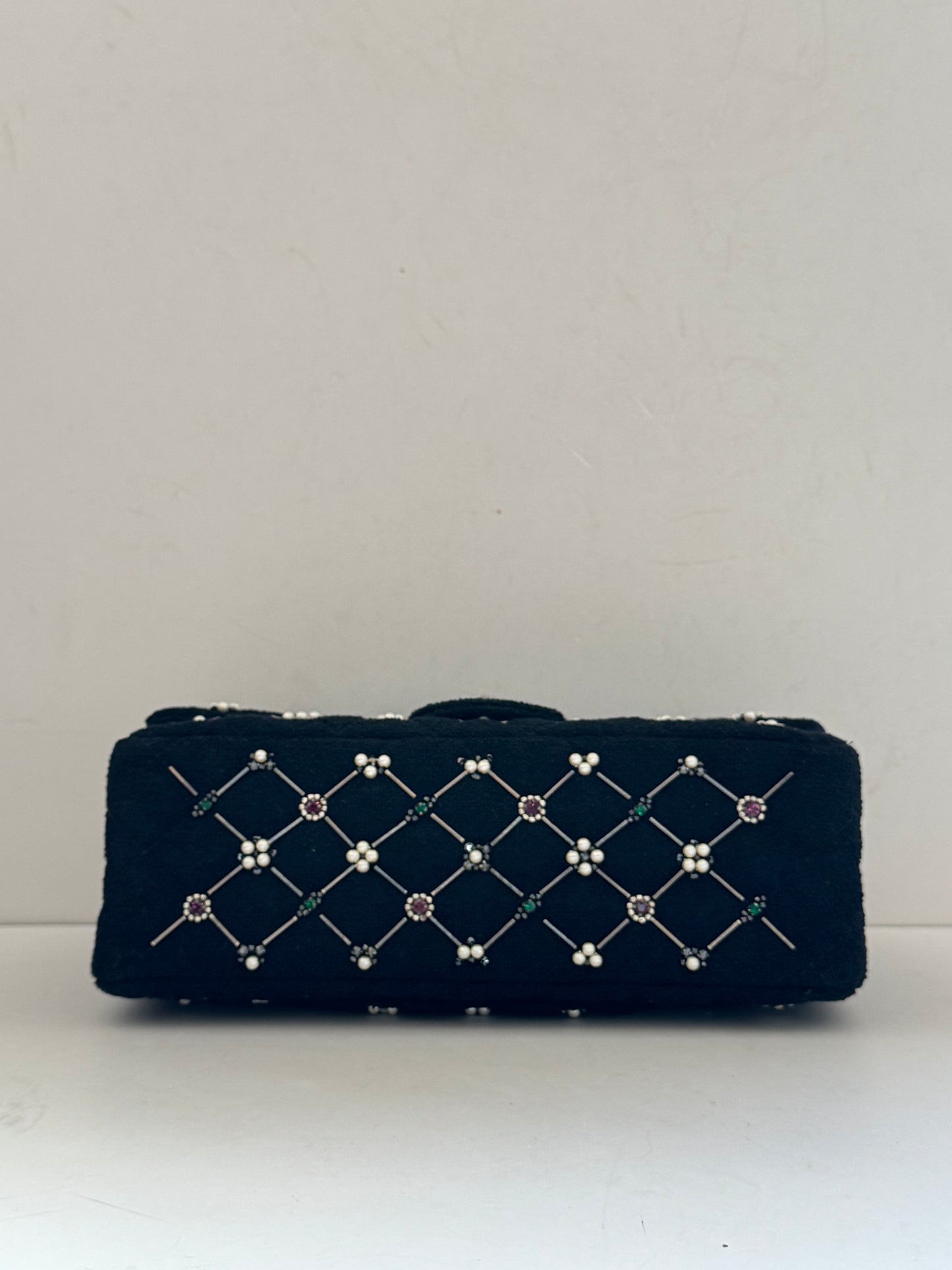 Chanel Black Tweed Embellished 2.55