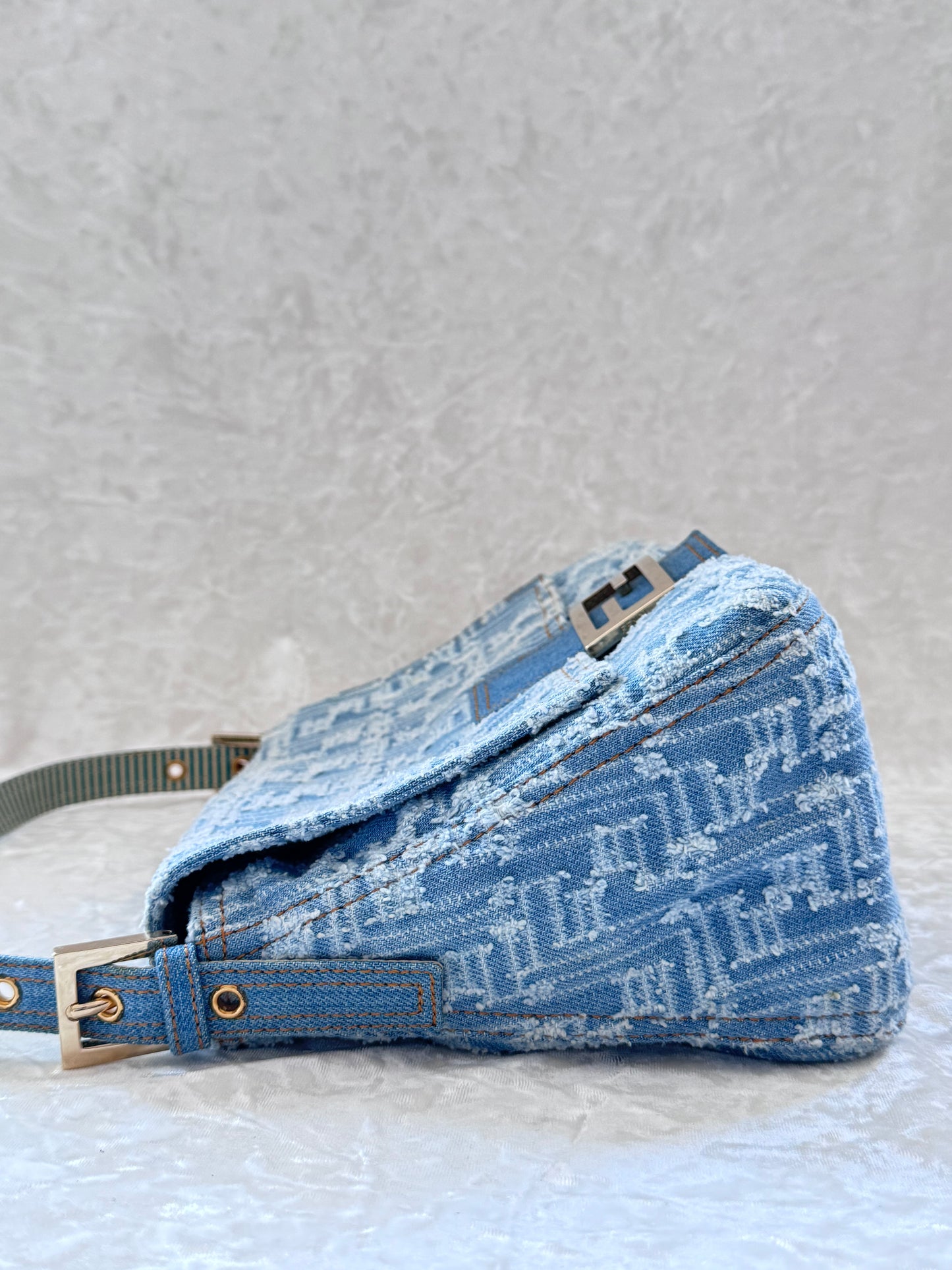 Fendi Denim Monogram Mamma Baguette