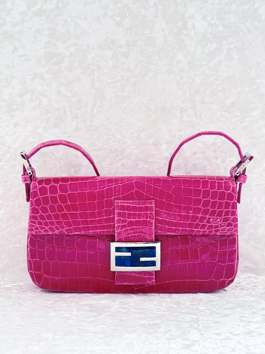 Fendi Pink Alligator Baguette
