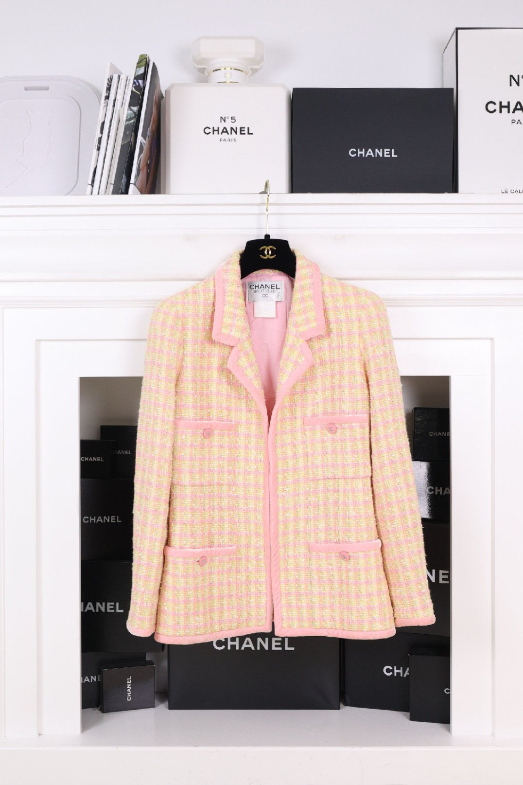 Vintage Chanel 96P Yellow Pink Grid Set