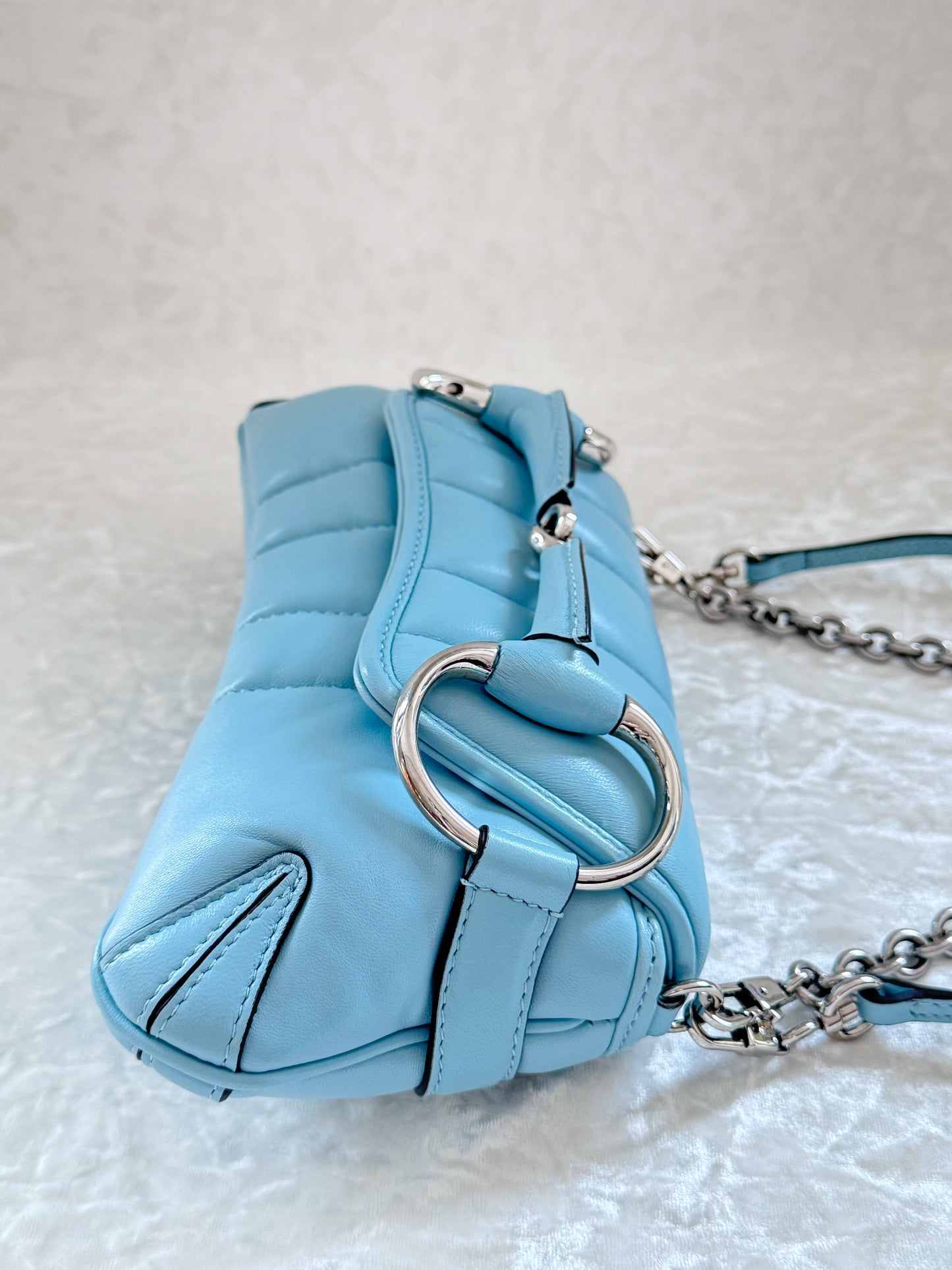 Gucci Sky Blue Mini Horsebit Chain