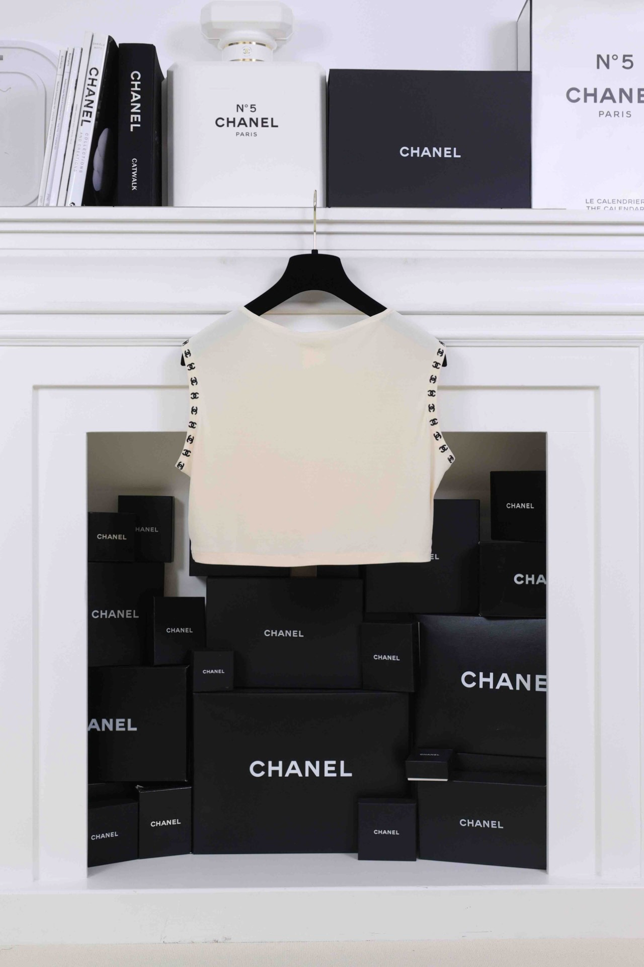 Vintage Chanel 97C Logo Sleeve Cropped Top