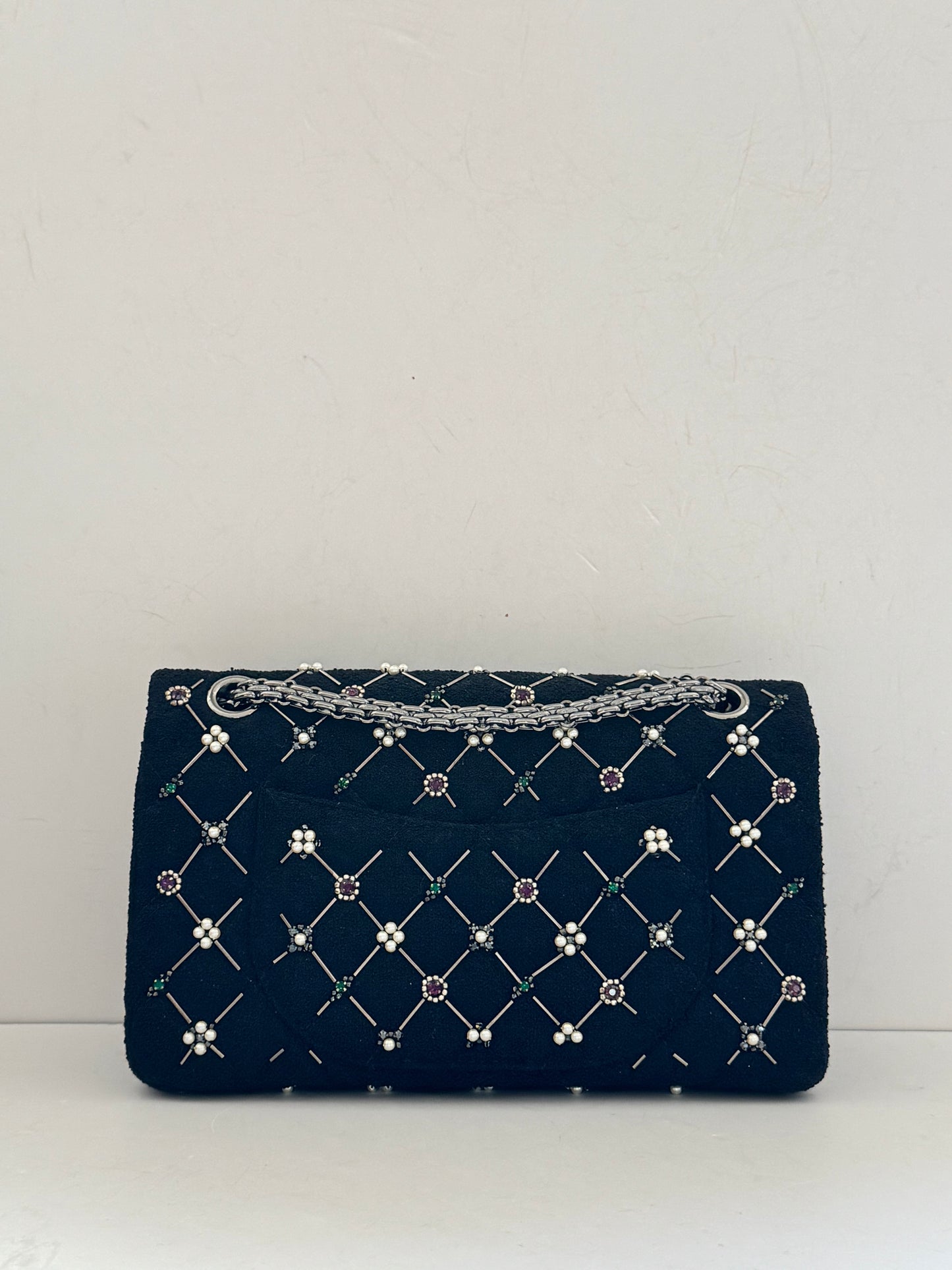 Chanel Black Tweed Embellished 2.55