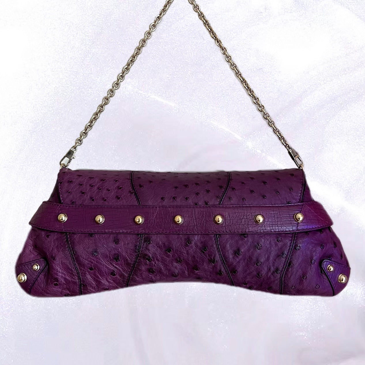 Gucci Horsebit Chain 1955 Purple Ostrich Bag