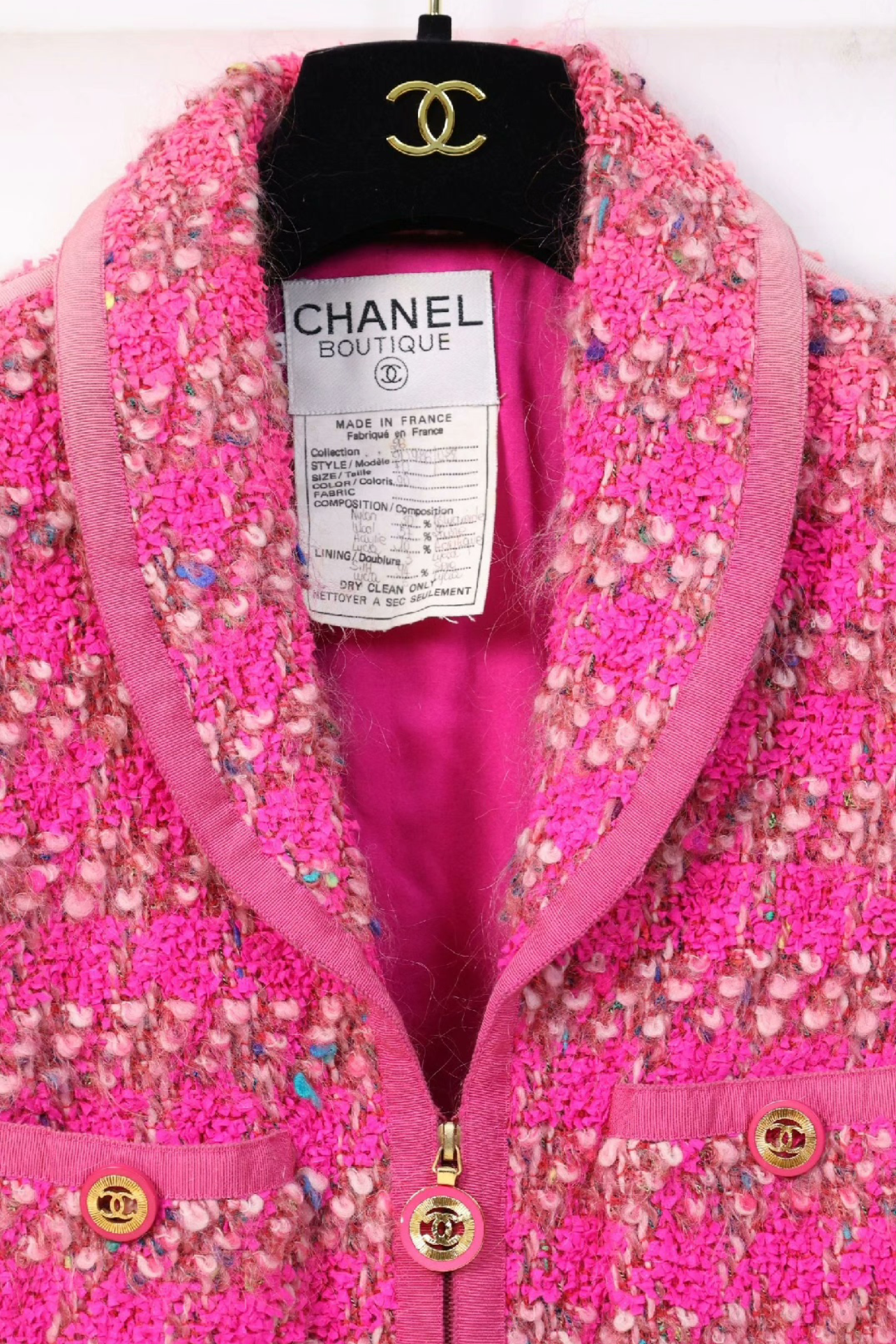 Vintage Chanel 1989 Runway Pink Tweed Jacket