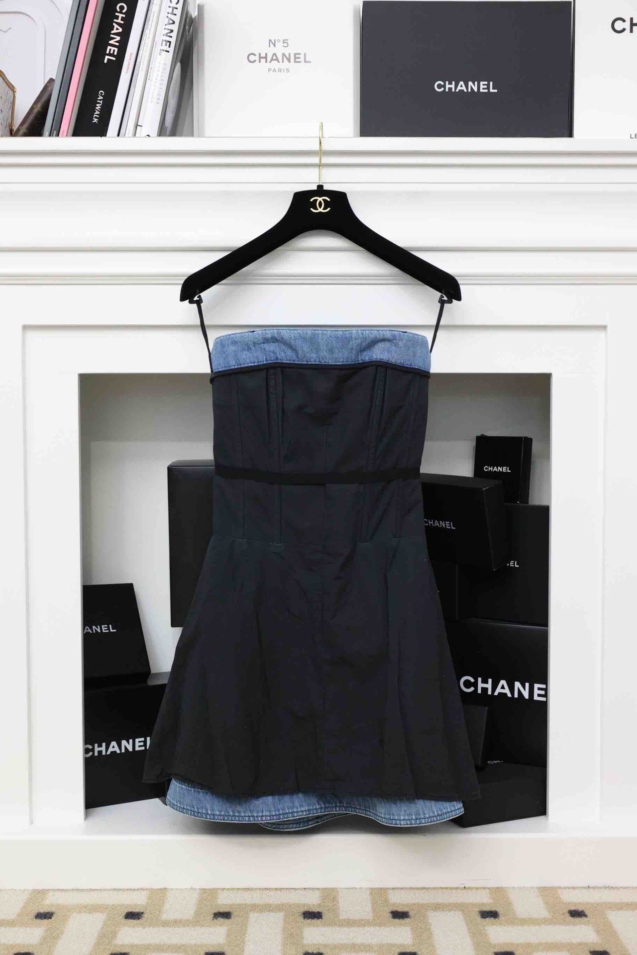 Chanel 13SS Pearl Belt Denim Dress