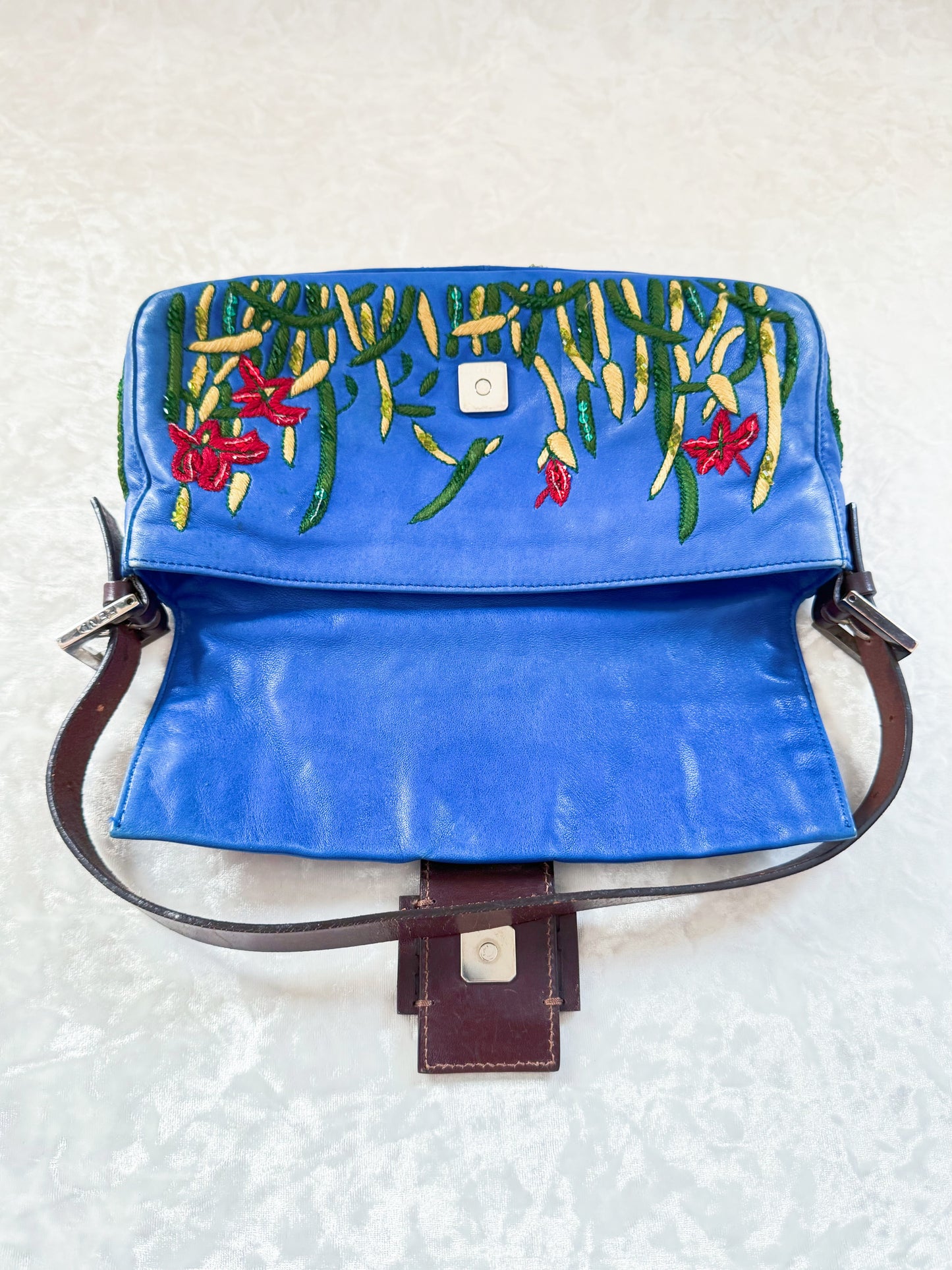 Fendi Floral Embellished Baguette