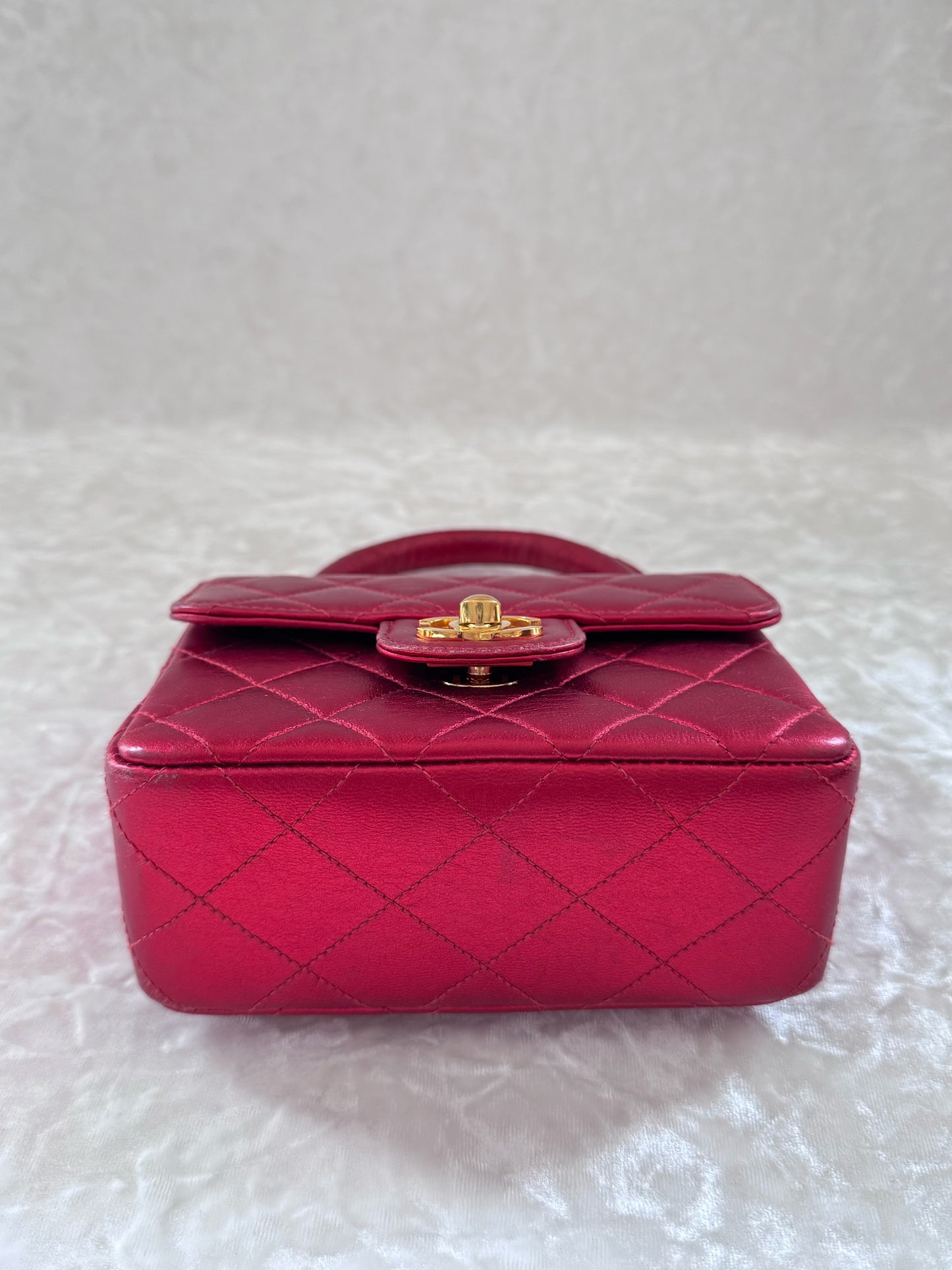 Vintage Chanel 1994 Metallic Red Child Flap