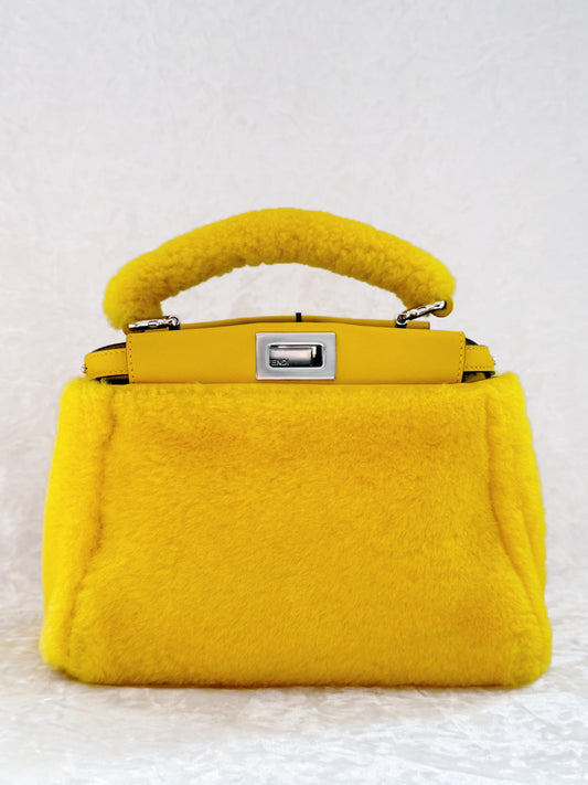 Fendi Yellow Wool Mini Peekaboo