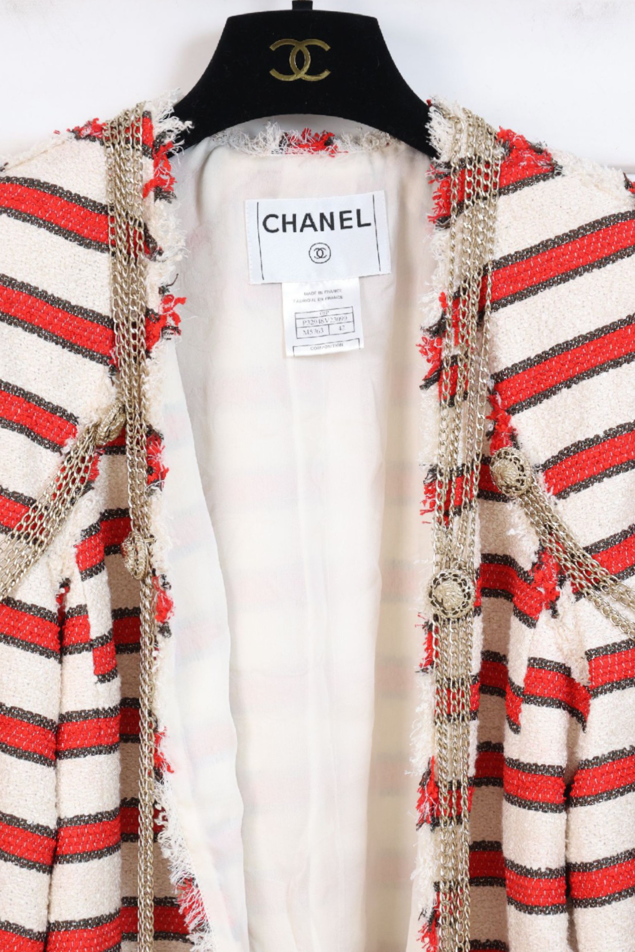 Chanel 08P Runway Stripe Chains Jacket