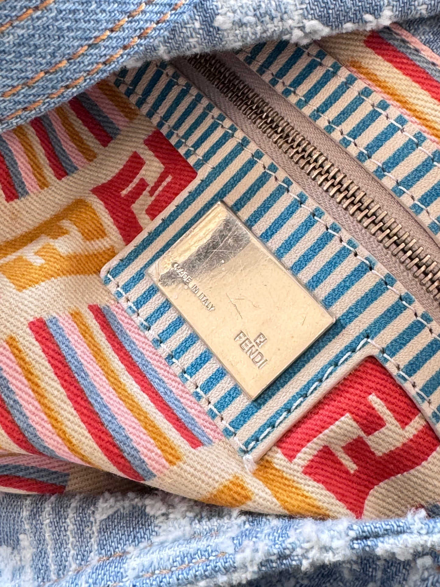 Fendi Denim Monogram Mamma Baguette