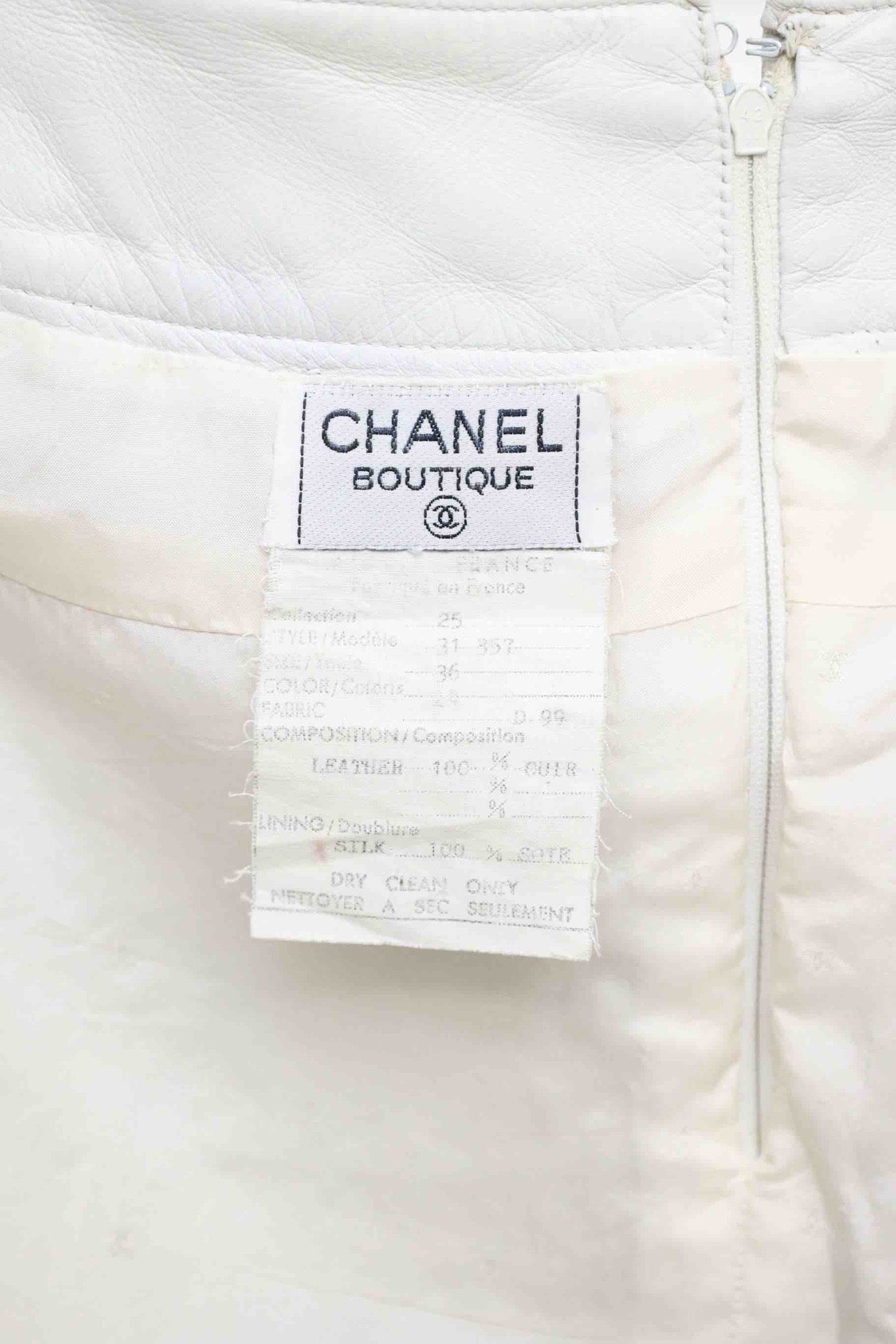 Vintage Chanel 91 Runway Cute Bow Leather Jacket Skirt Set