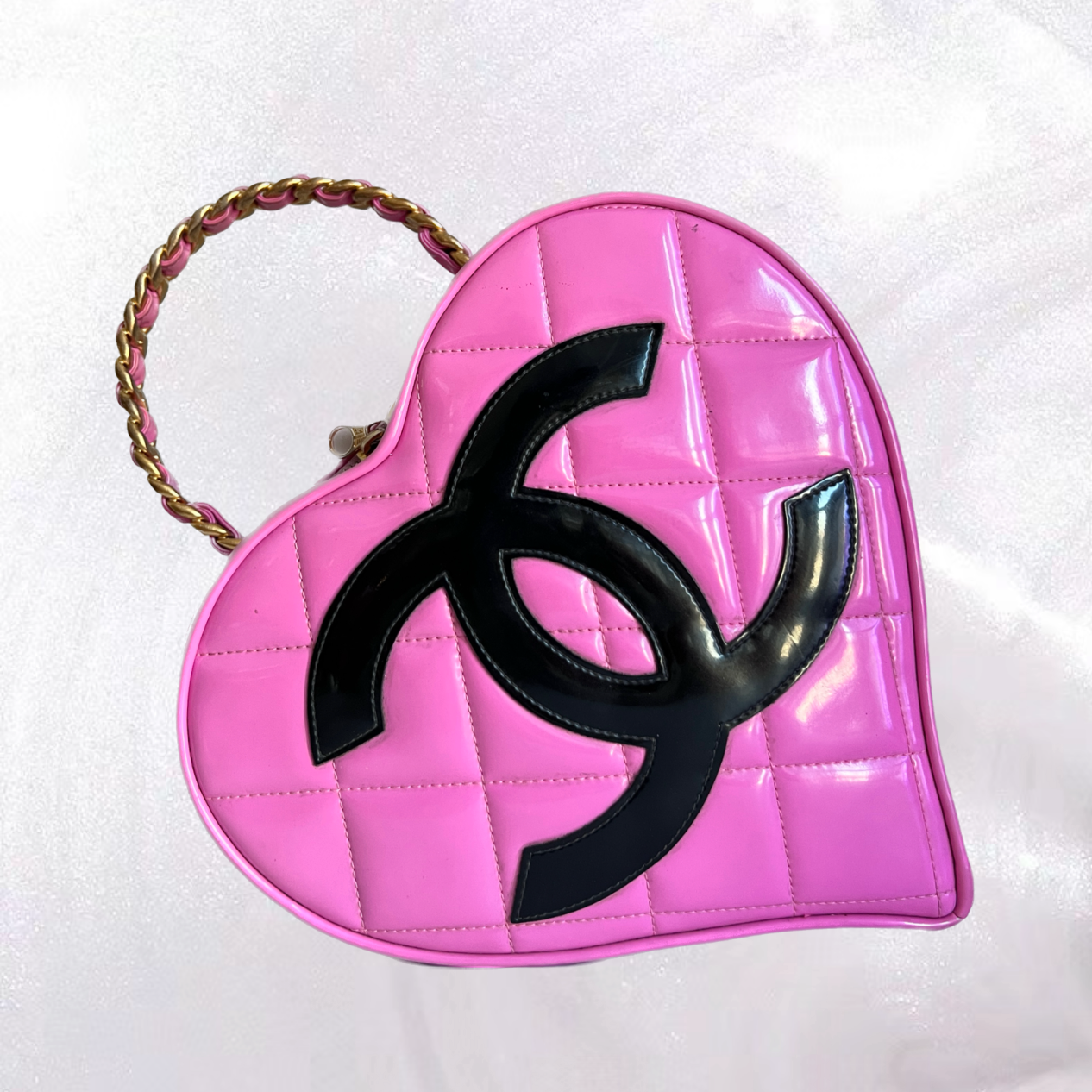 Vintage Chanel 1995P Barbie Pink Heart Shaped Vanity Bag