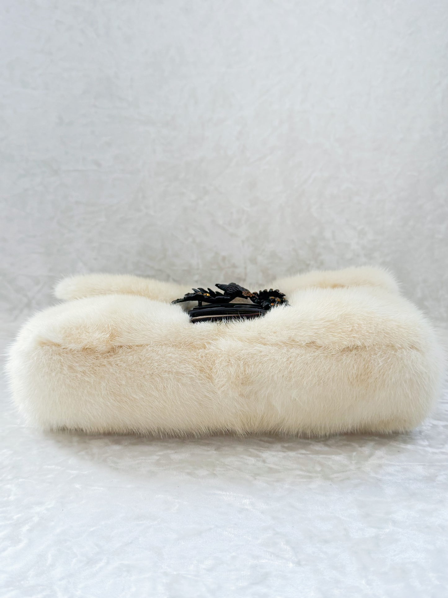 Fendi White Mink Baguette