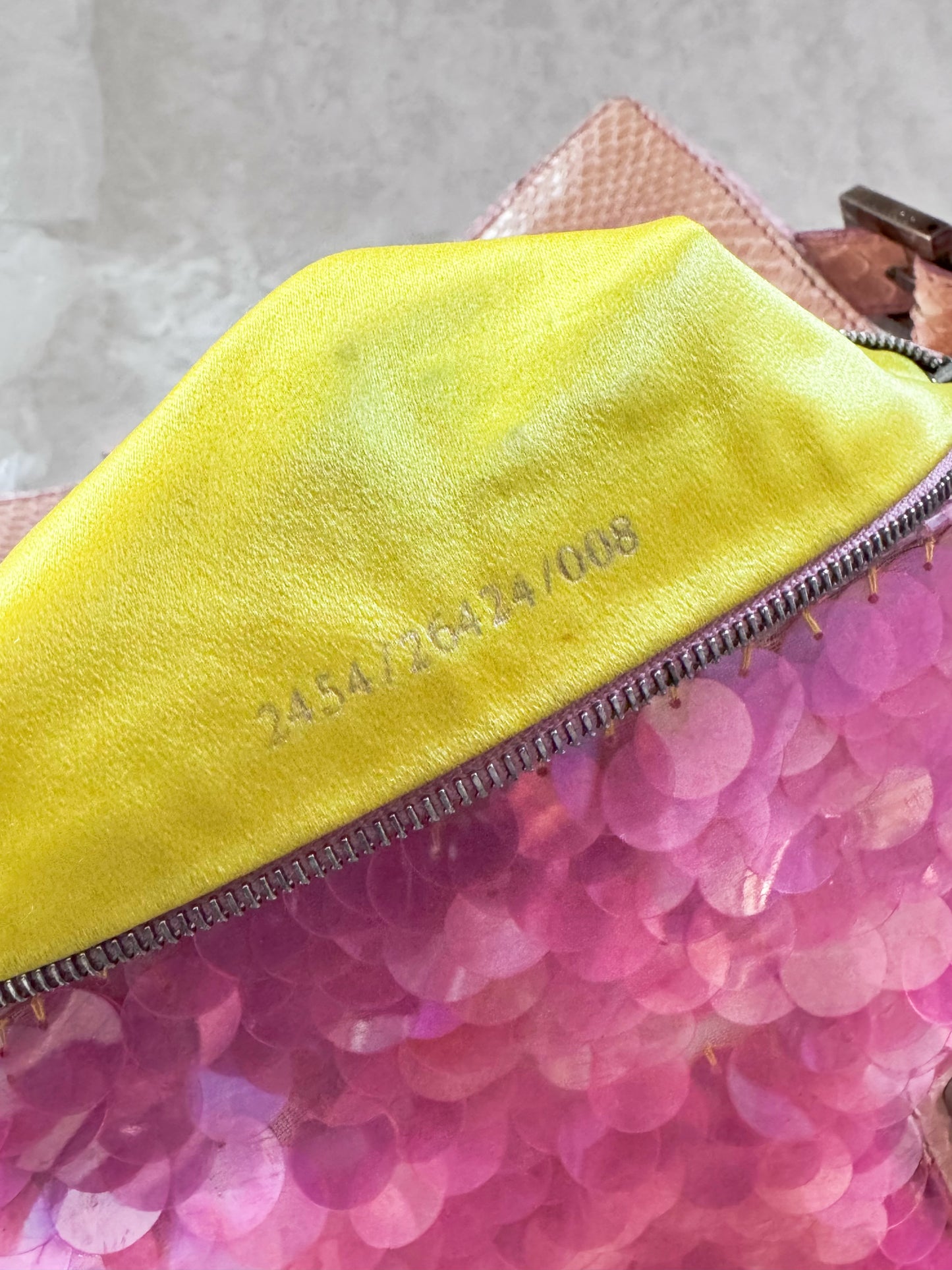 Fendi Pink Mermaid Sequins Baguette