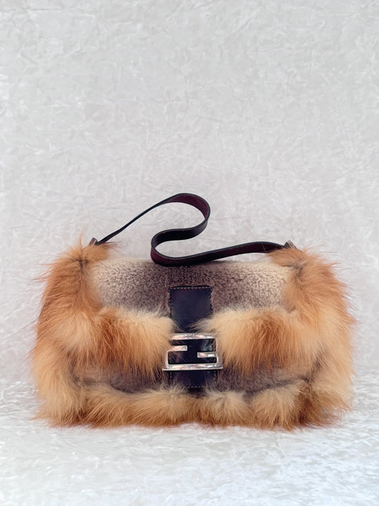Fendi Rabbit & Fox Fur Baguette