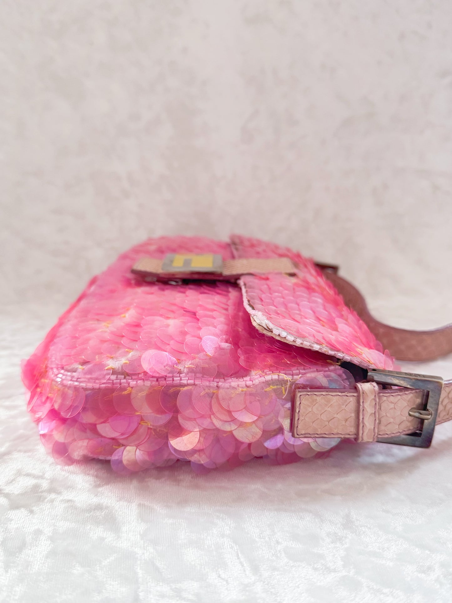 Fendi Pink Mermaid Sequins Baguette