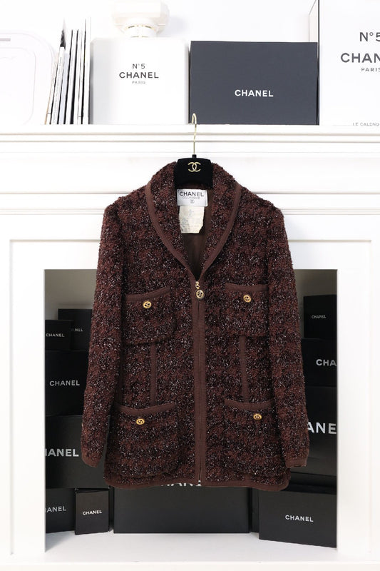 Vintage Chanel 1989 Brown Tweed Jacket