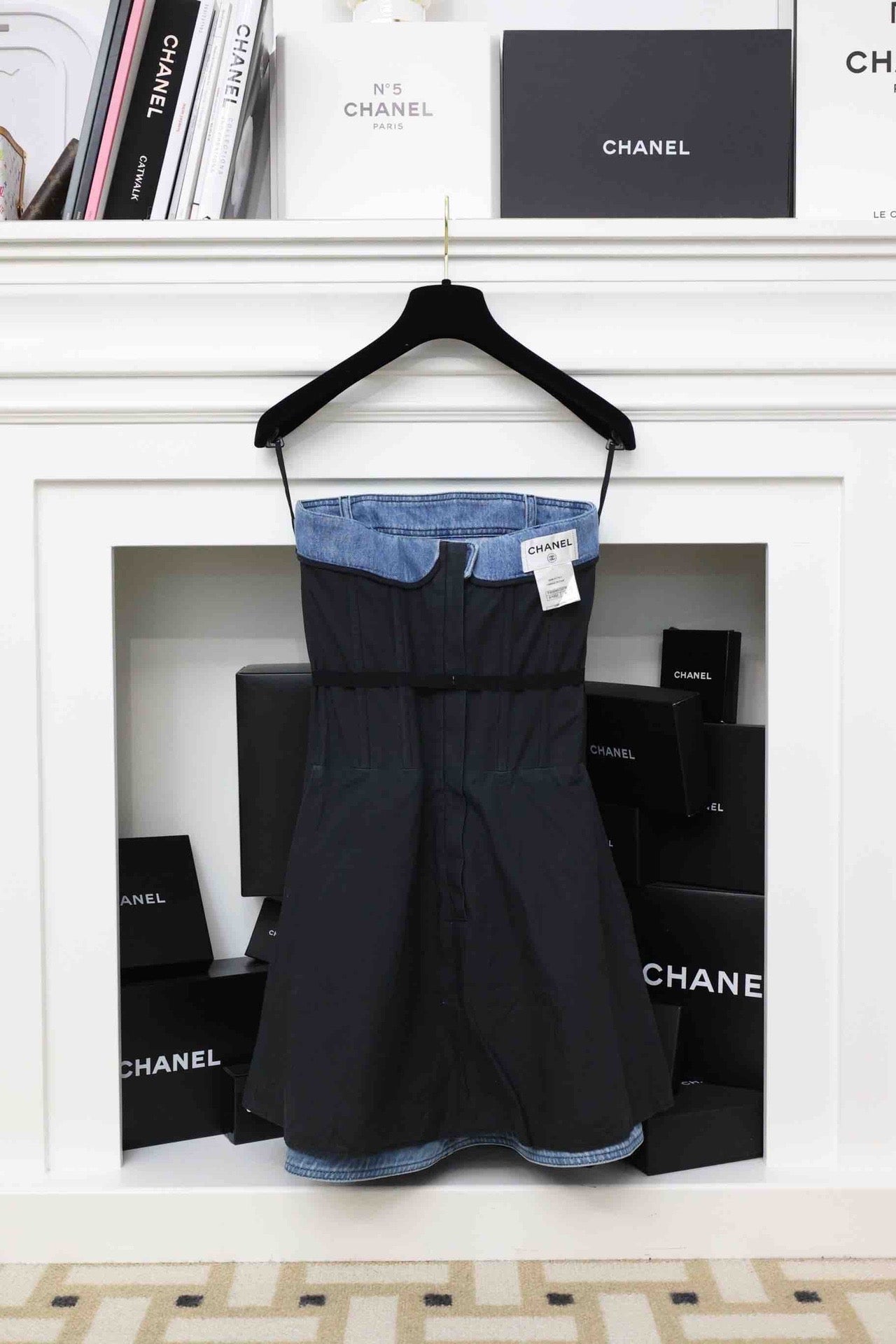 Chanel 13SS Pearl Belt Denim Dress