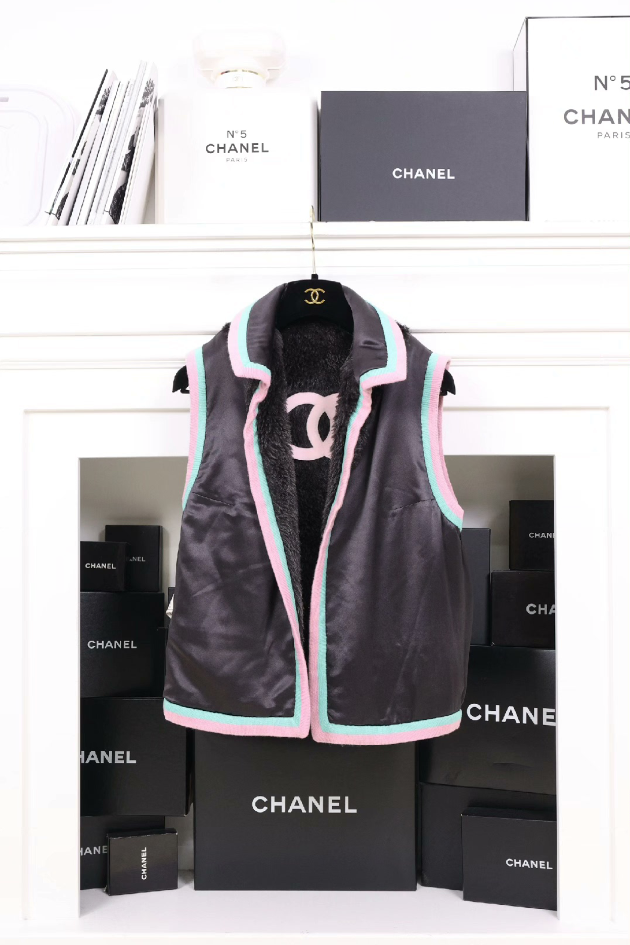 Vintage Chanel 94 CC Logo Fur Vest