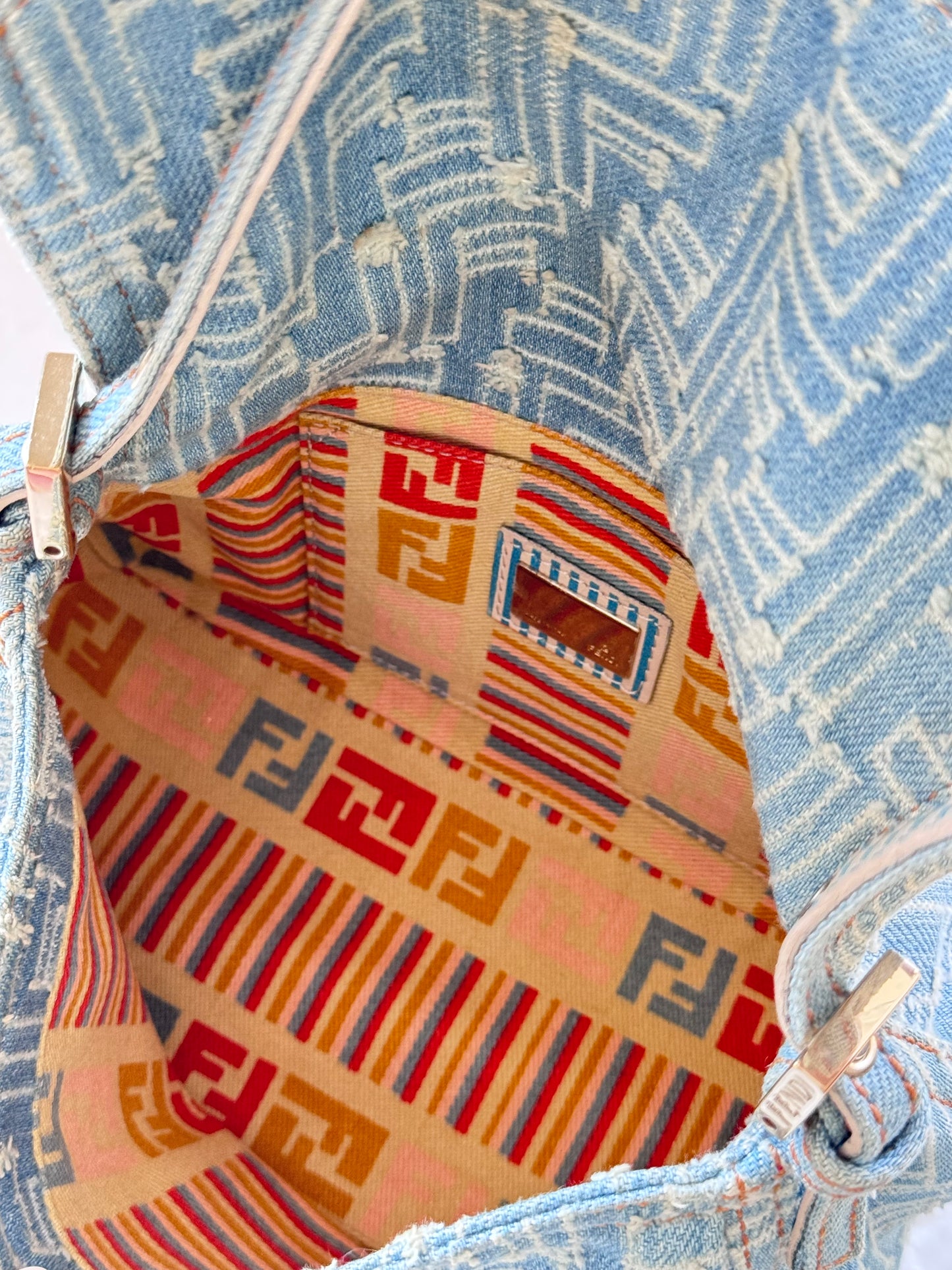 Fendi Denim Monogram Mini Mamma Baguette