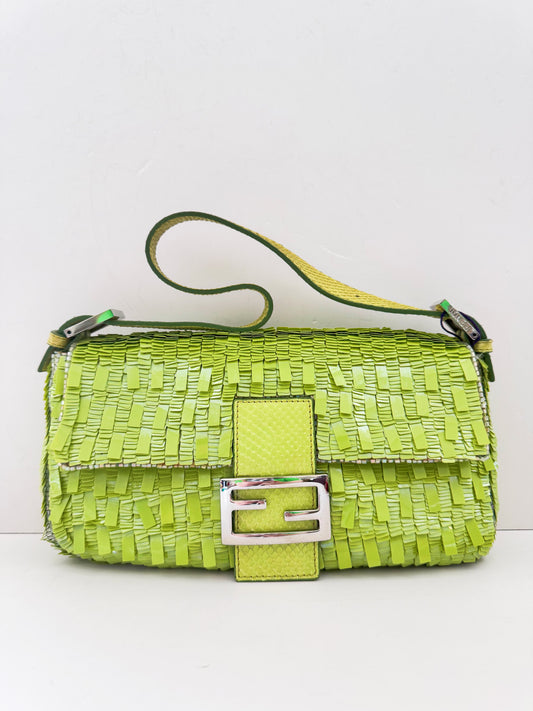 Fendi Green Sequin baguette