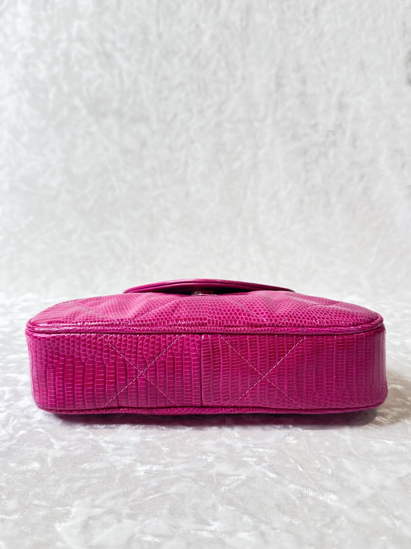 Vintage Chanel Hot Pink Lizard Mini Shoulder Flap