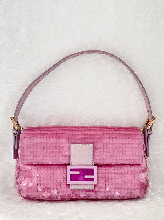 Fendi Pink Mermaid Sequins Baguette